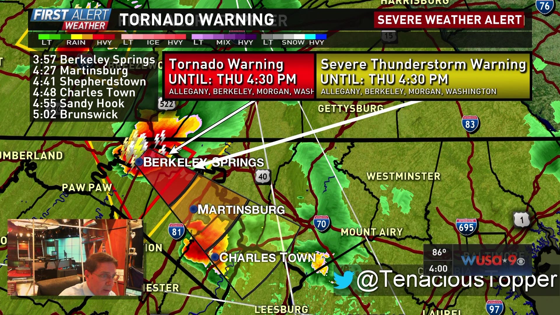 Possible tornado touched down in Martinsburg, WV