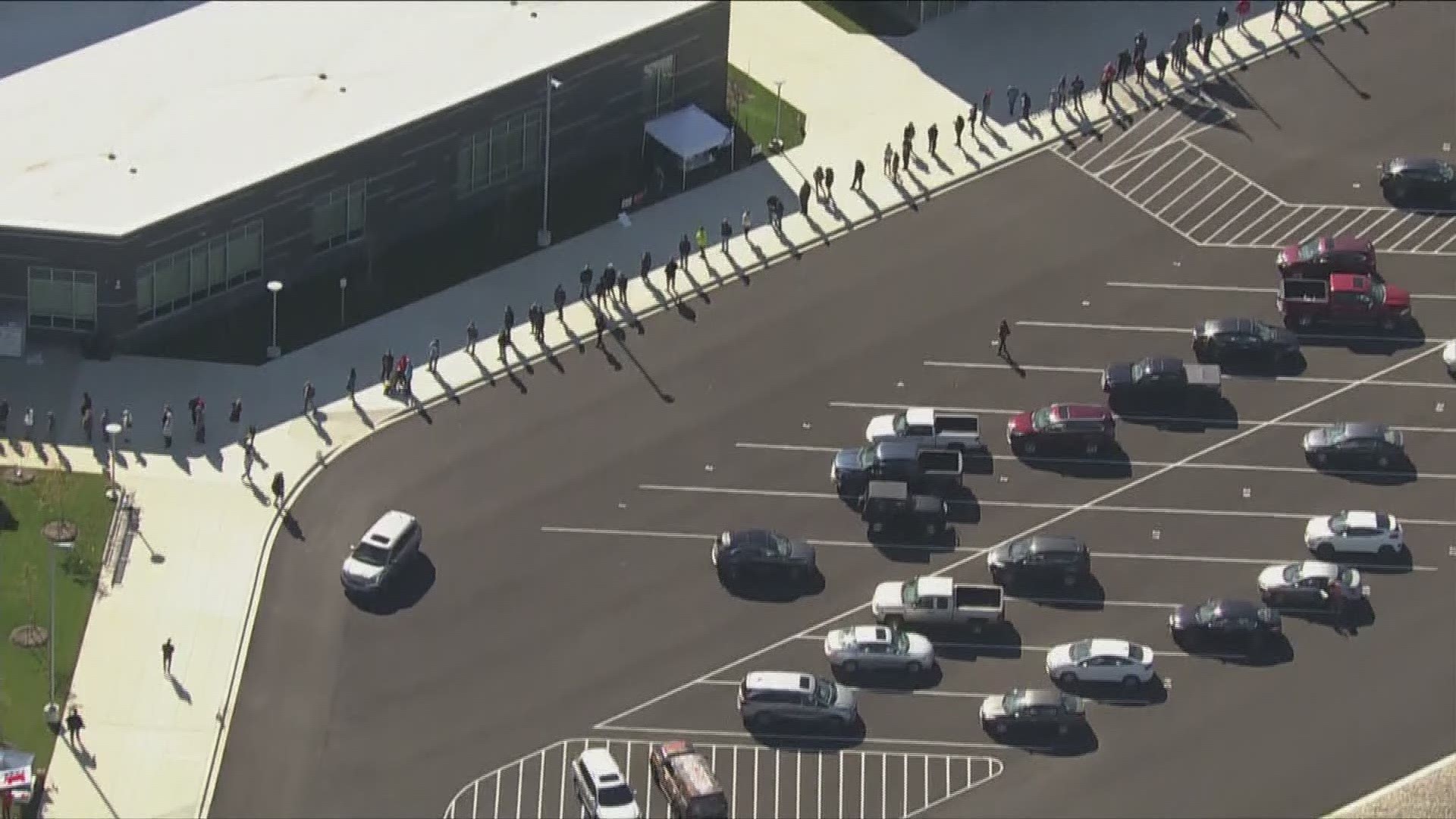 Dozens of voters waited outside of Northern High School in Calvert County, Md. to cast their ballot on Election Day.
