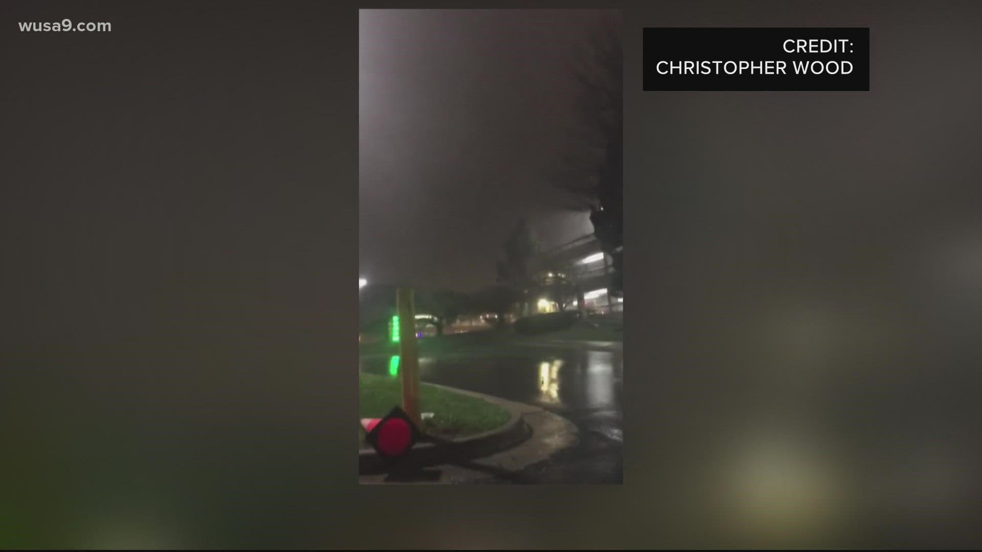 The National Weather Service says an EF0 tornado was confirmed Thursday near Tysons Corner Center.