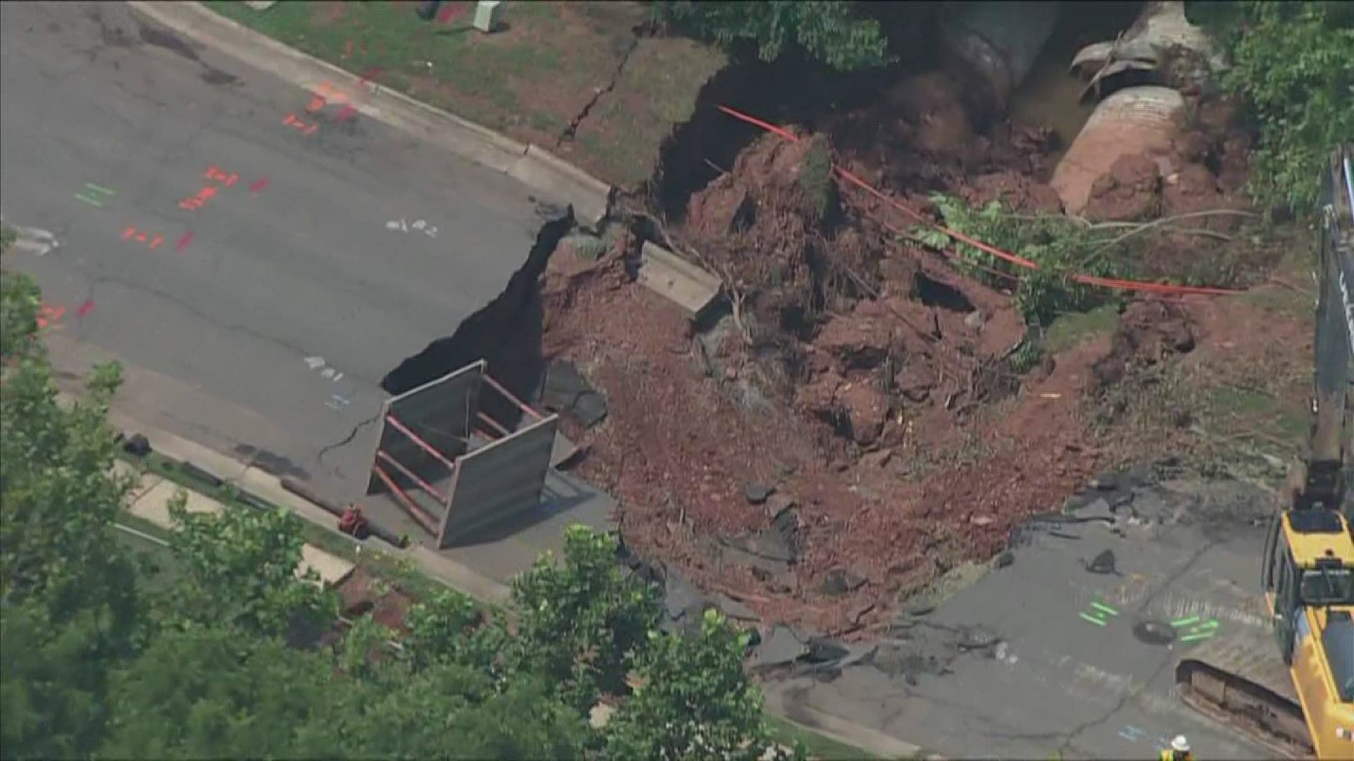 About 400 residents in the area of Moseby Drive in Manassas Park can't get out of their community Wednesday due to a road collapse caused by severe weather.
