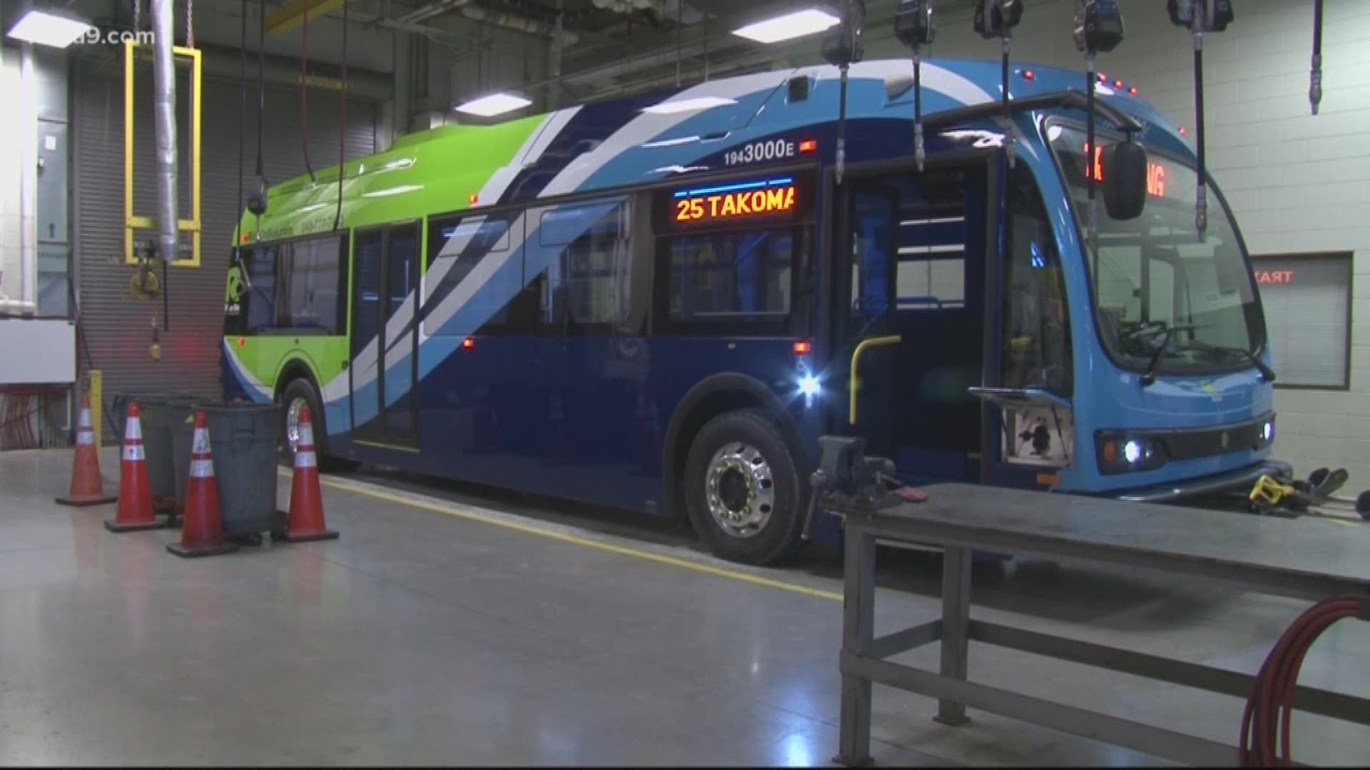 Montgomery County says electric RideOn buses will start running routes in Takoma Park and Silver Spring in March.
