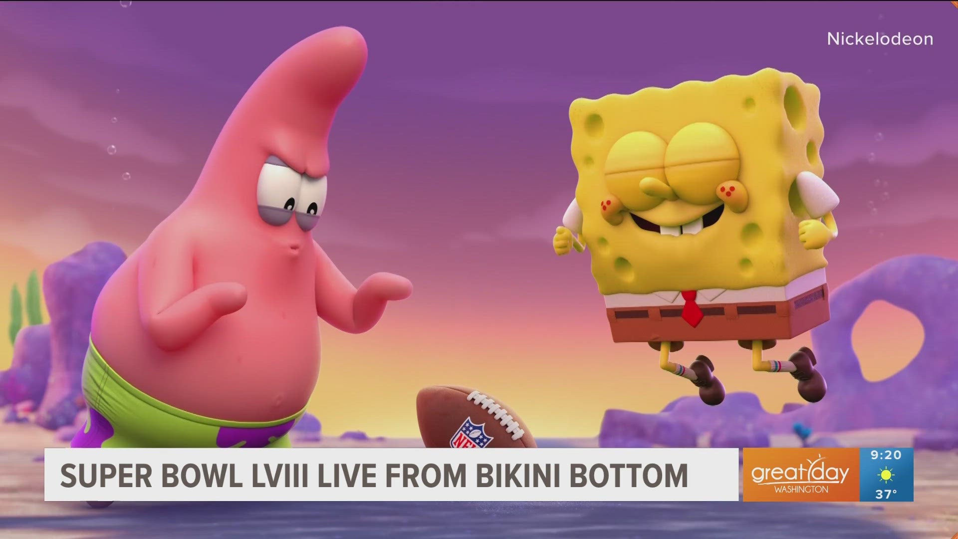 Tom Kenny, Bill Fagerbakke, and Carolyn Lawrence from SpongeBob share their excitement ahead of Super Bowl LVIII coming to Nickelodeon for the first time!