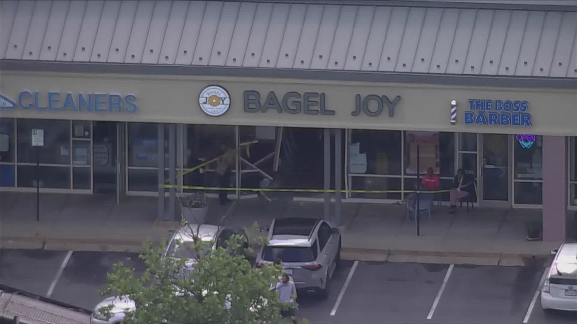 POLICE ARE INVESTIGATING AFTER A DRIVER SOMEHOW CRASHED A CAR INTO A BAGEL SHOP.
