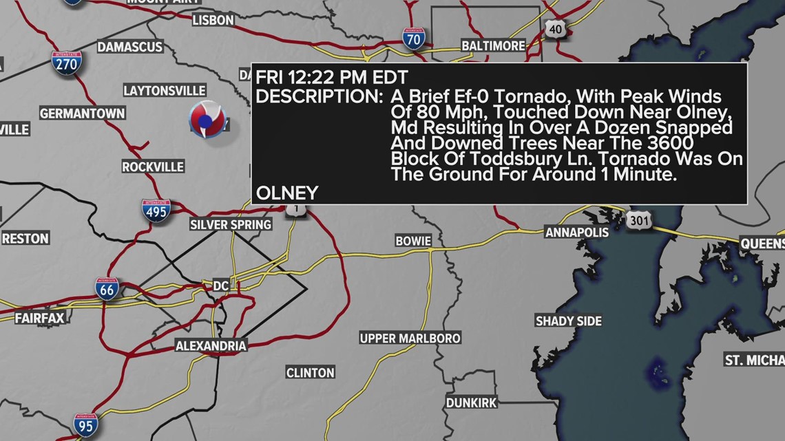 National Weather Service confirms Tornado touched down near Olney, MD ...