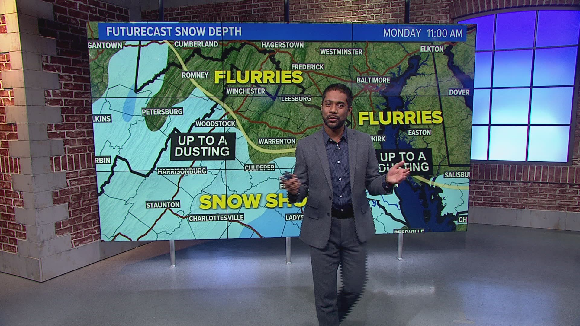 Flurries and snow showers are likely Monday morning
