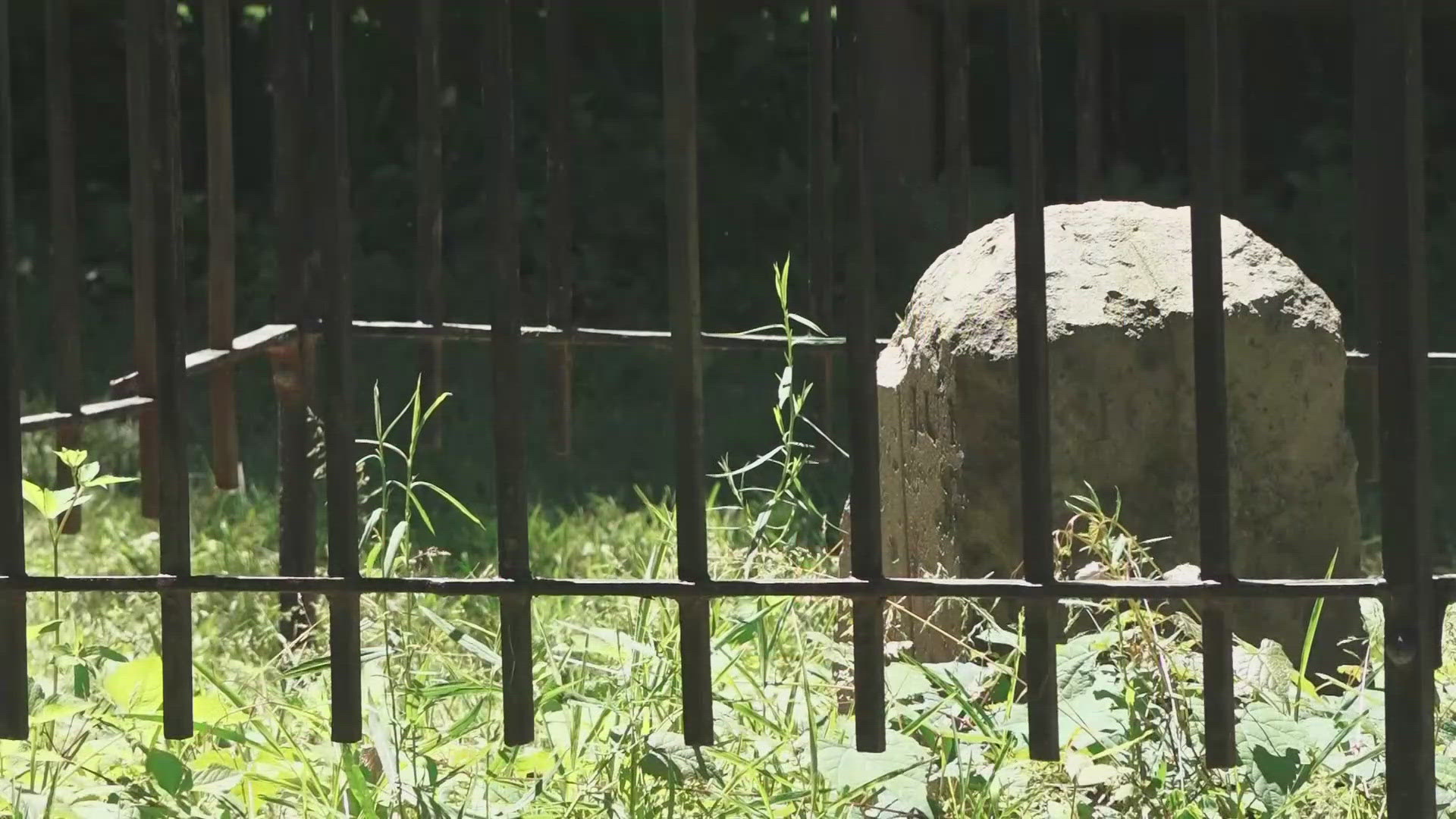 Stephen Powers of the Nation's Capital Boundary Stones Committee was able to rescue one of the boundary stones after its fence was damaged by a car crash.