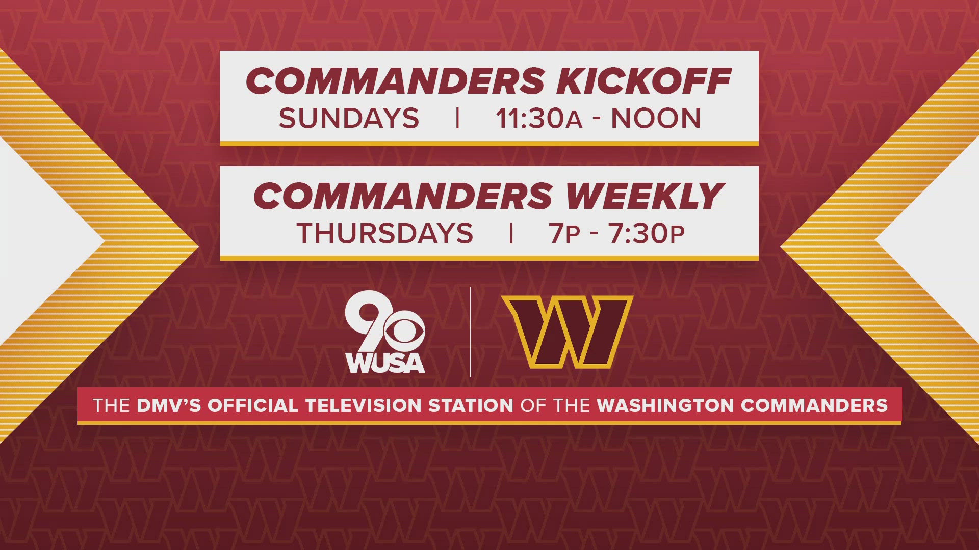 WUSA9 will add two new shows: Commanders Kickoff on Sundays, and Commanders Weekly on Thursdays.