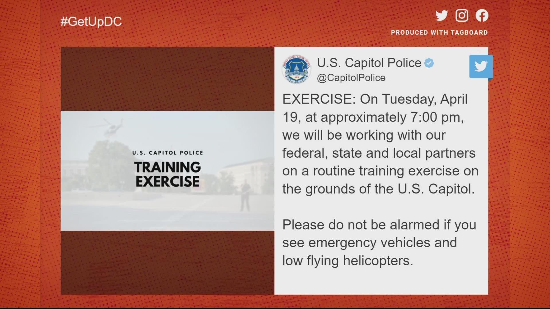 Police are giving to heads up to residents not to be concerned about a training exercise Tuesday, April 19.
