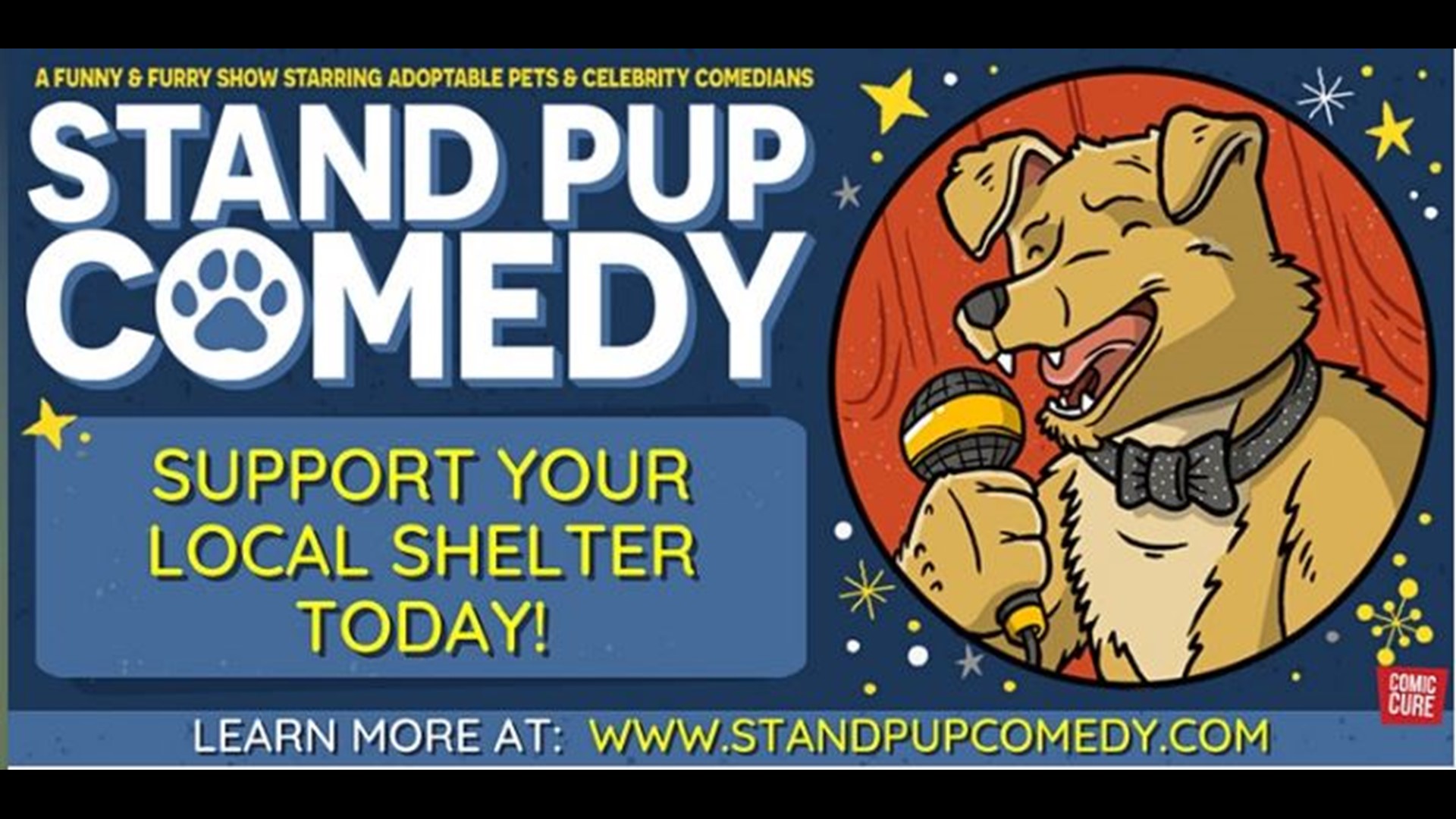 Get laughs and check out cute pets during this comedy show