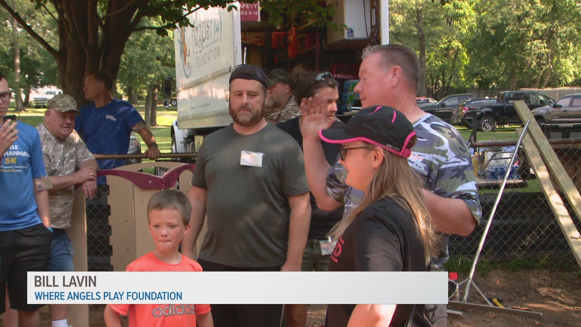 Where Angels Play Foundation and dozens of volunteers help build new playground honoring Marie, Devin and Cole Gemmell.