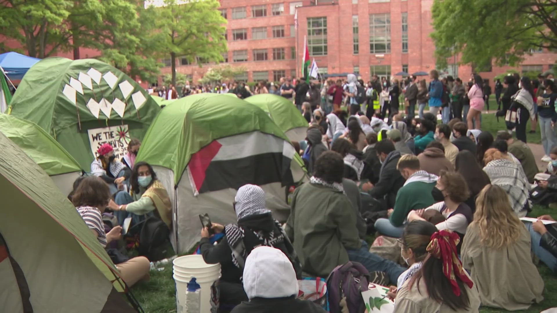 Protesters from several DMV universities converged on University Yard Thursday.