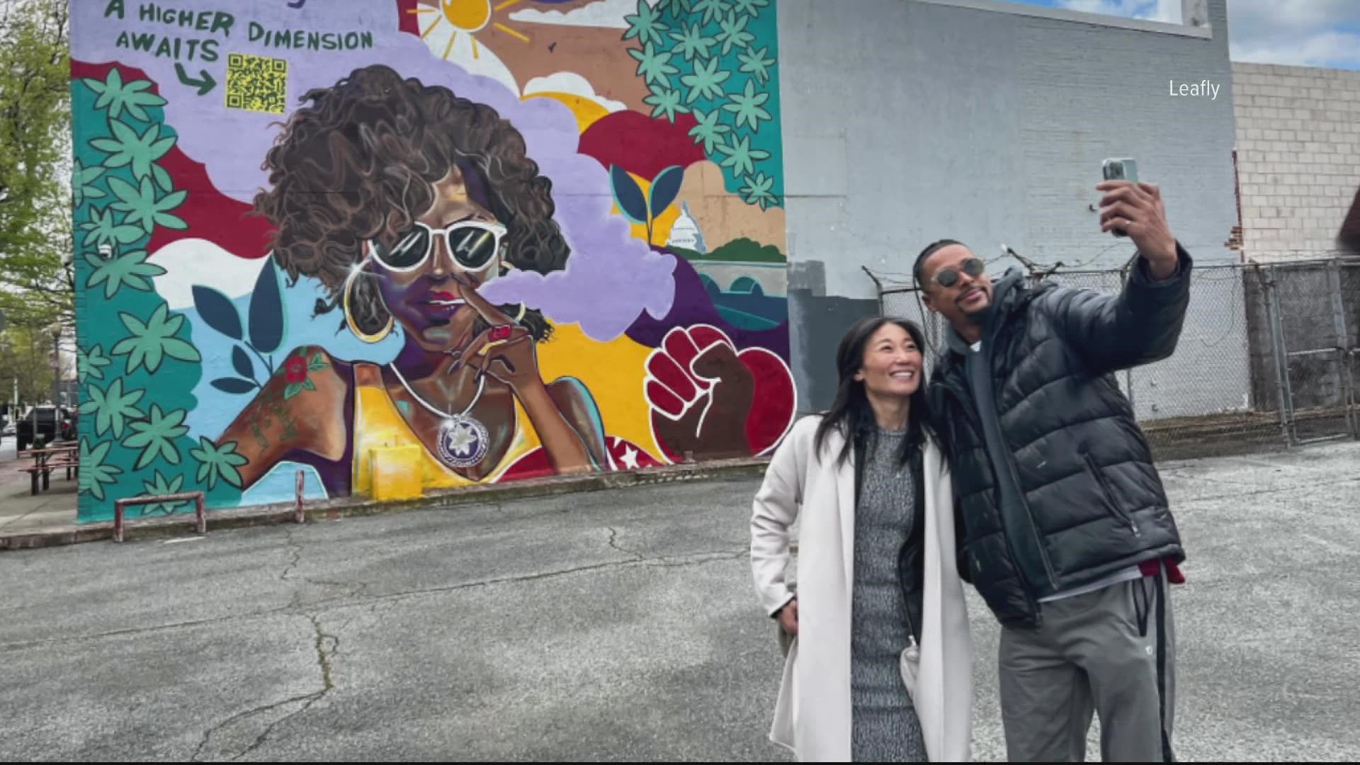 The mural is on Georgia Ave, NW and was created by a Howard alum.
