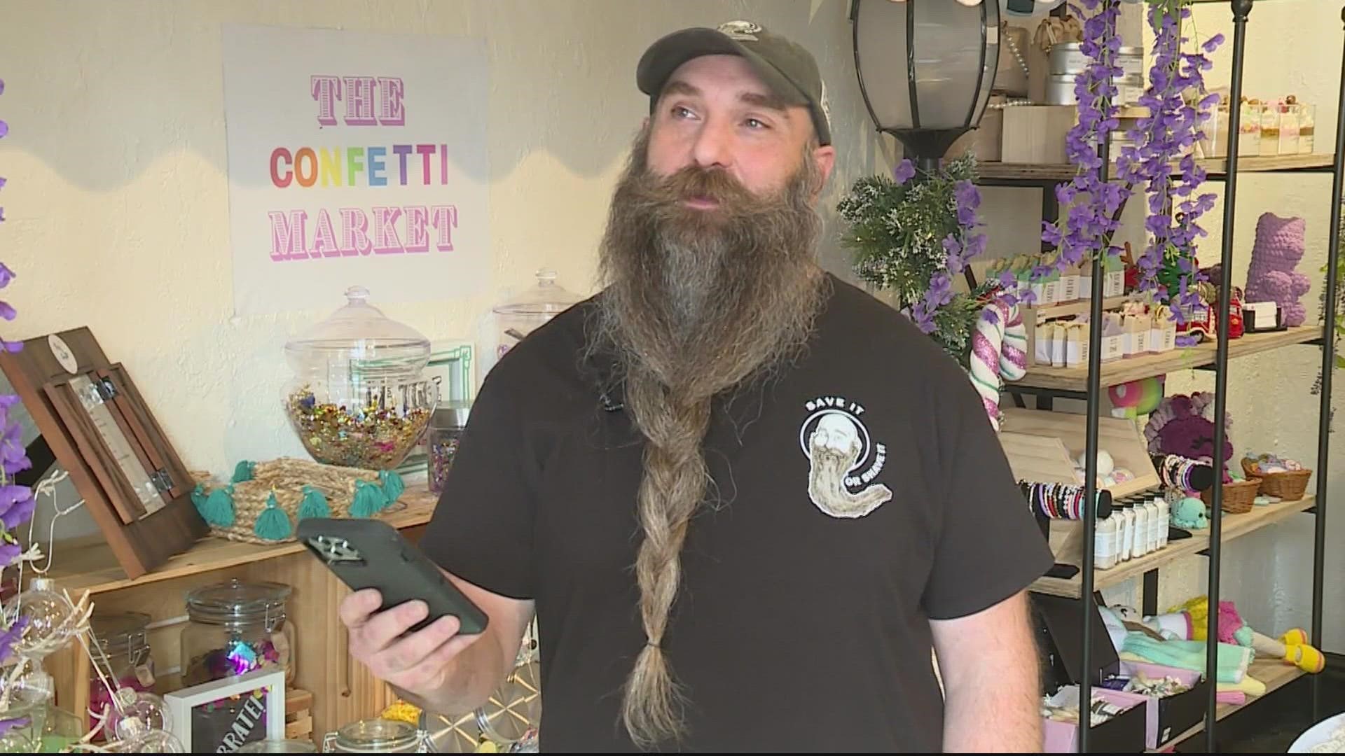 A Virginia man has not shaved his beard in five years. Brian Thompson is on a mission to raise money for the Children's Hospital of Richmond