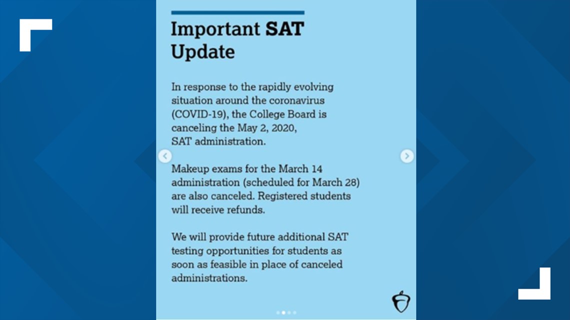 March and May SAT testing dates canceled