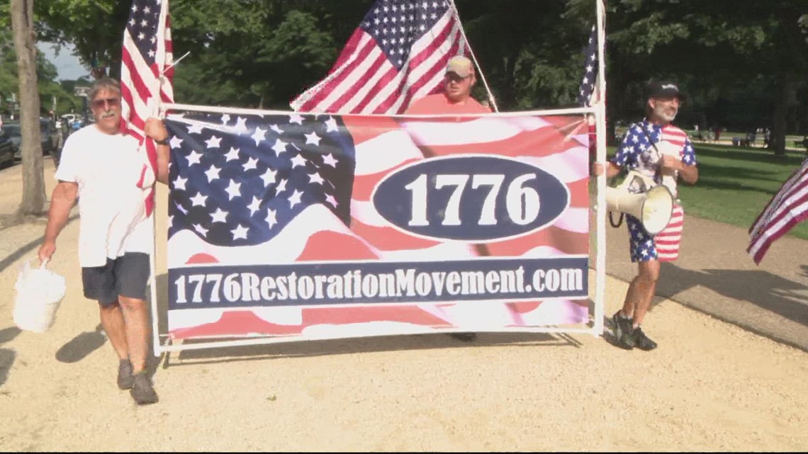 Members of the 1776 Restoration Movement still camped out early morning ...