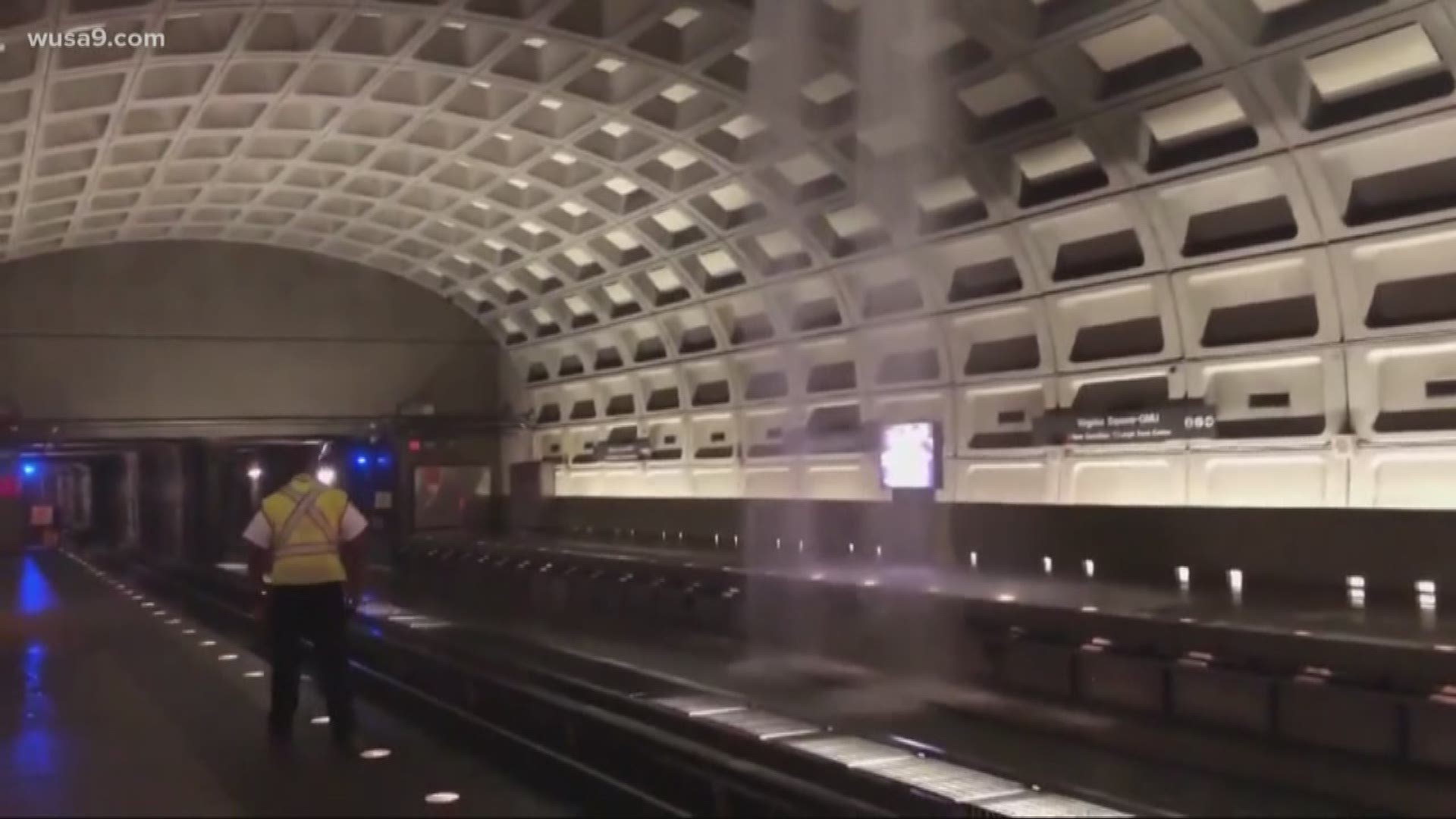 WMATA says the waterfall lasted 20 minutes, with trains rushing through it and water pooling in elevators.