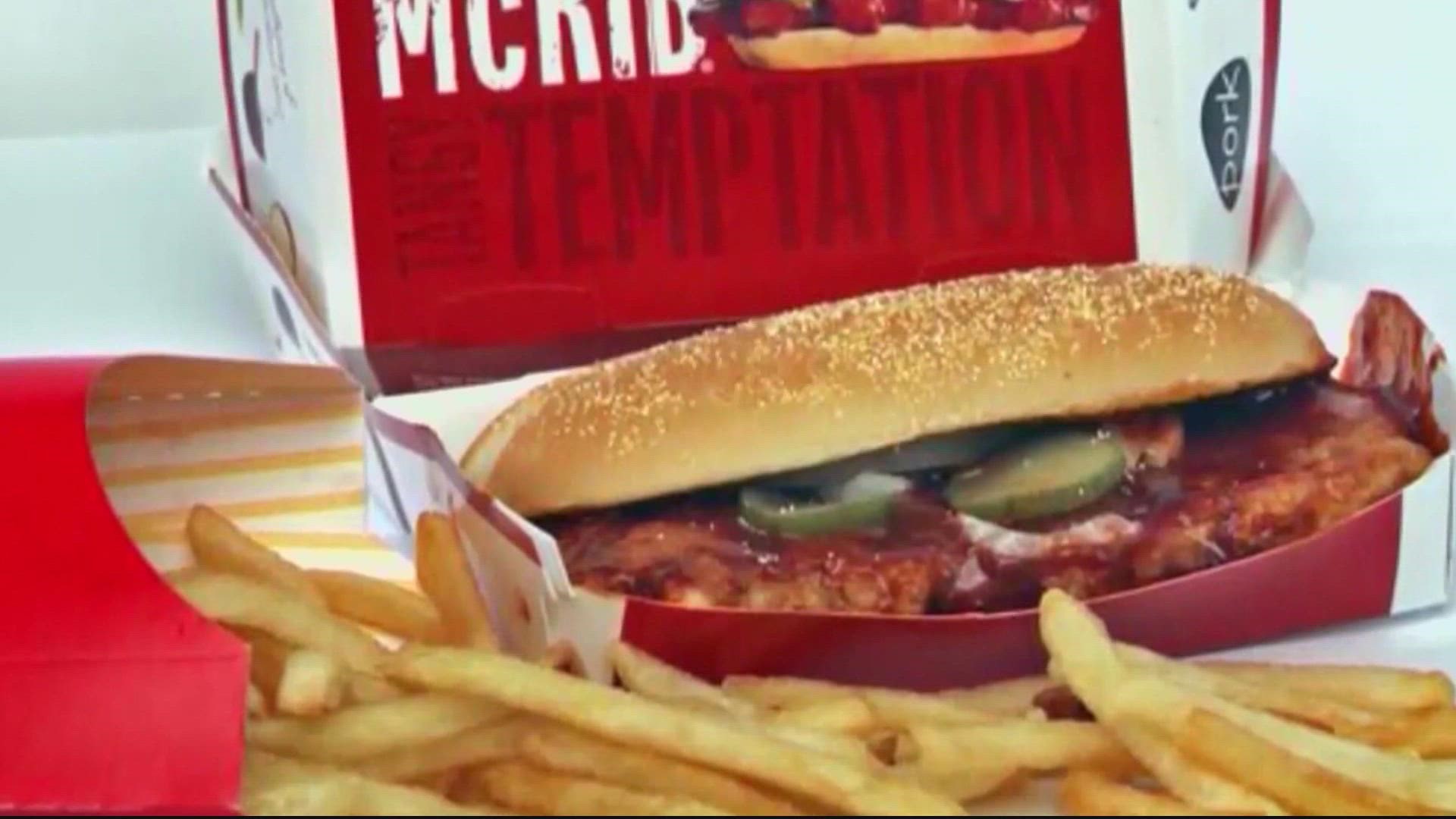 Time is ticking to taste the McDonald's McRib. The pork sandwich is back for a limited time.