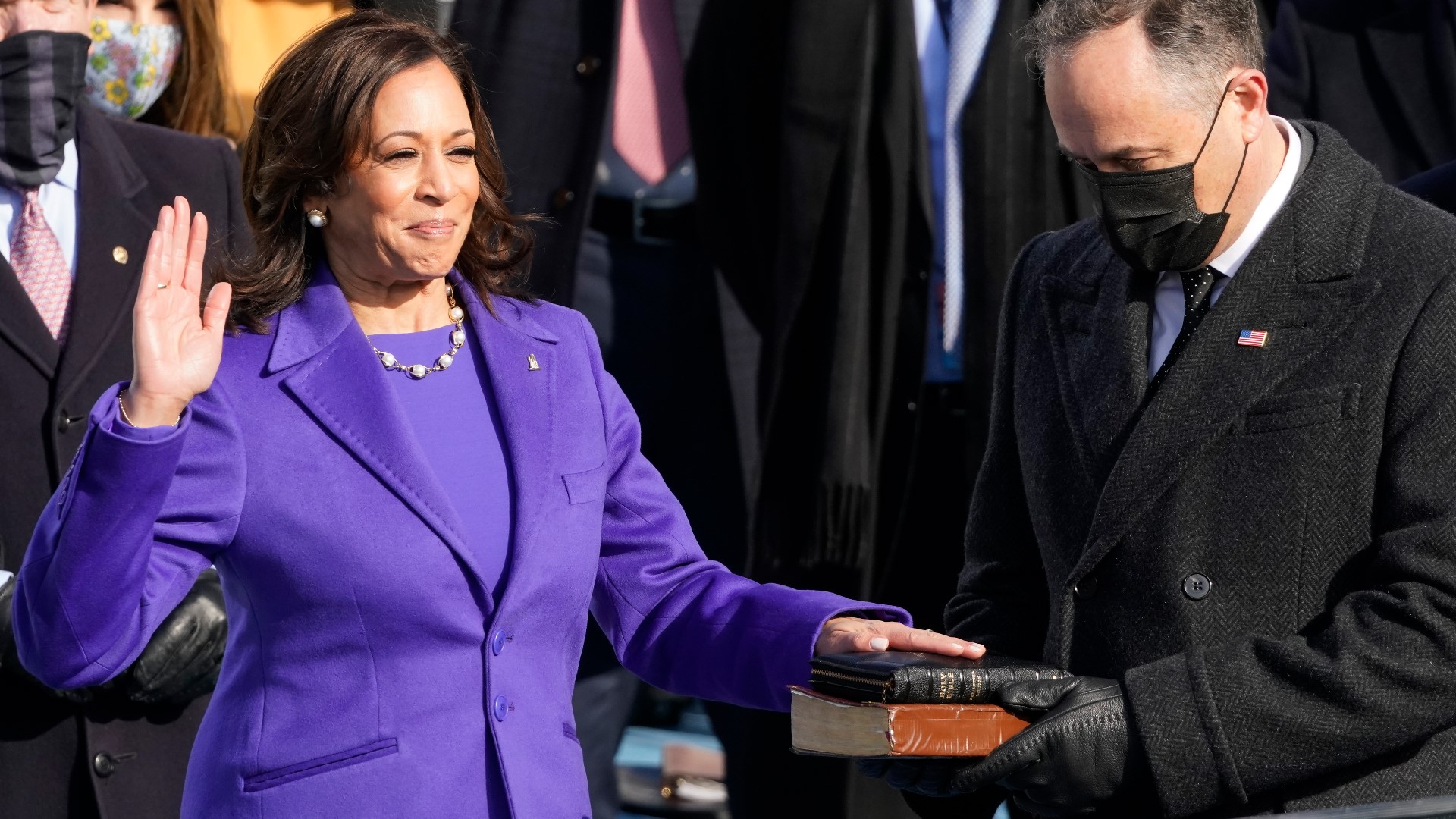 Vice President Kamala Harris was sworn in by Justice Sonia Sotomayor at the 2021 inauguration.