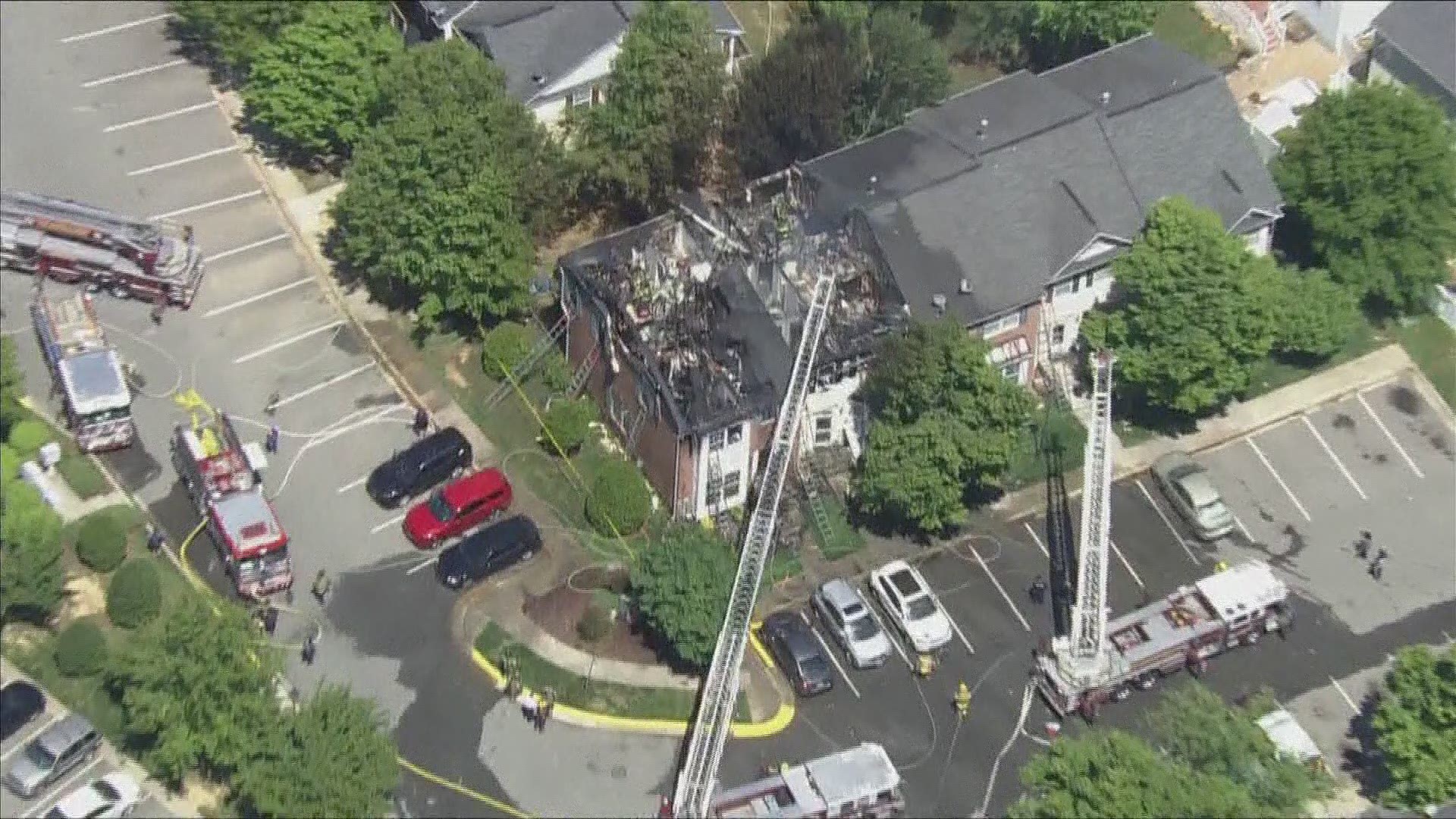 10 people are now without a home after a 2 alarm fire collapses their roof