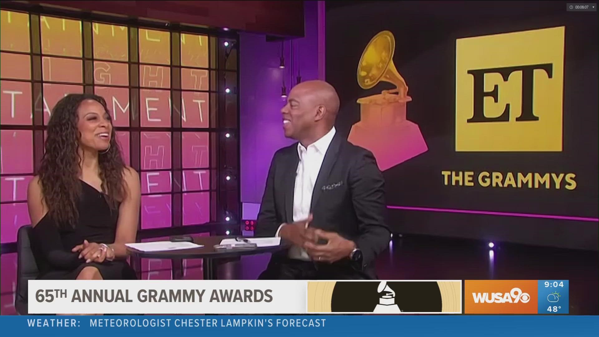 Kevin Frazier and Nischelle Turner from Entertainment Tonight tell Kristen and Ellen about their top moments of the 65th annual Grammy Awards.