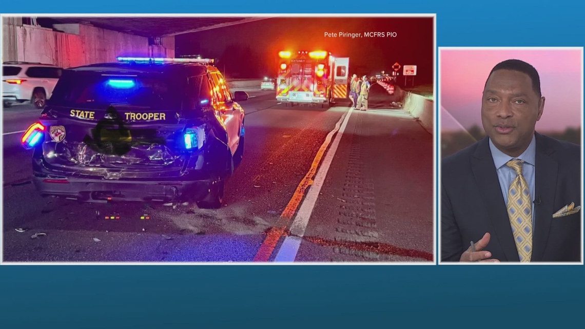 Maryland State Police trooper's cruiser struck in hit-and-run crash ...