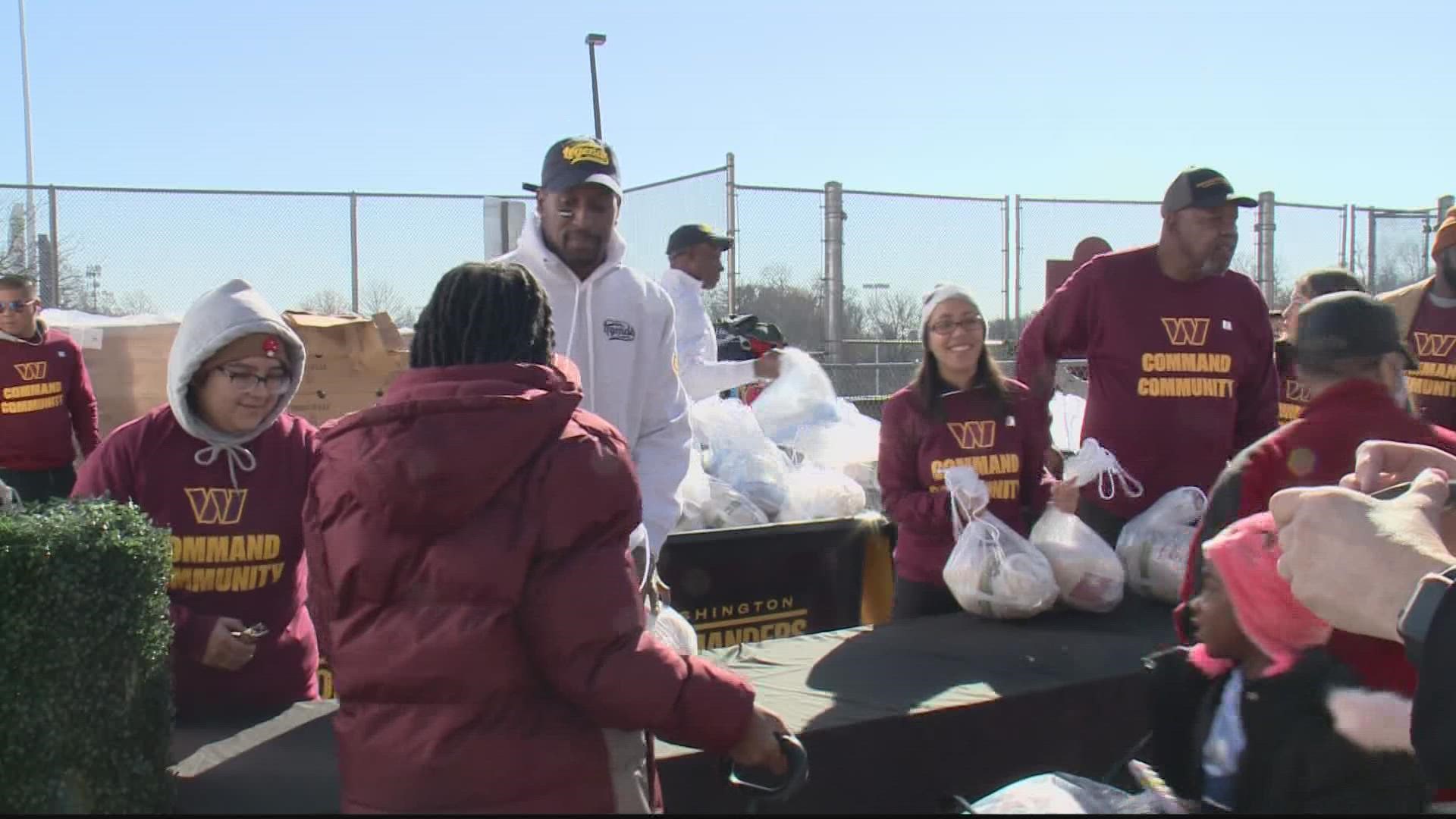 The Washington Commanders gave out 2,500 Thanksgiving turkeys at this year's 'Harvest Feast'.