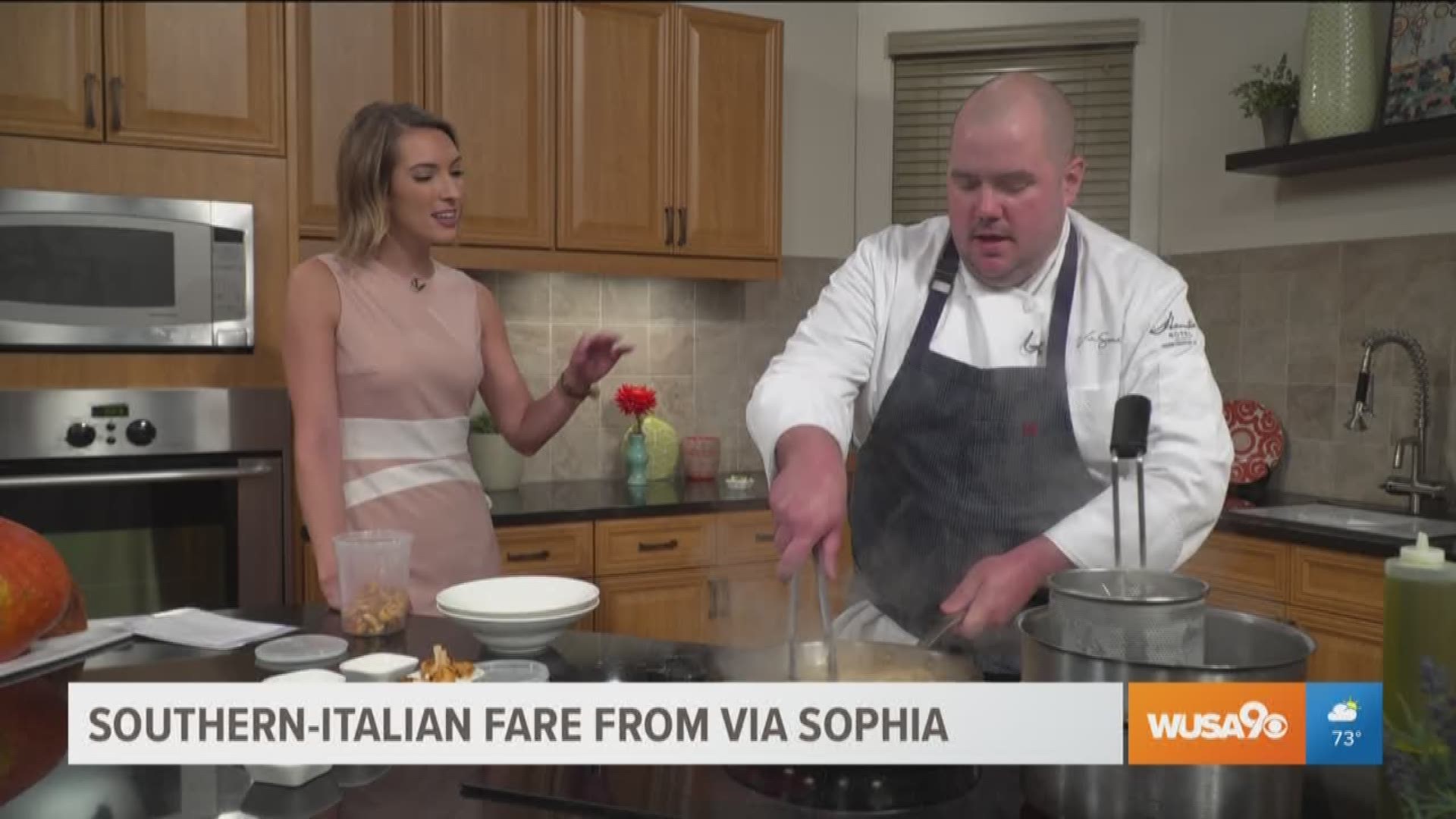 Chef Colin Clark shares a taste of one of the popular dishes from the new Via Sophia at 14th and K streets in Northwest DC.