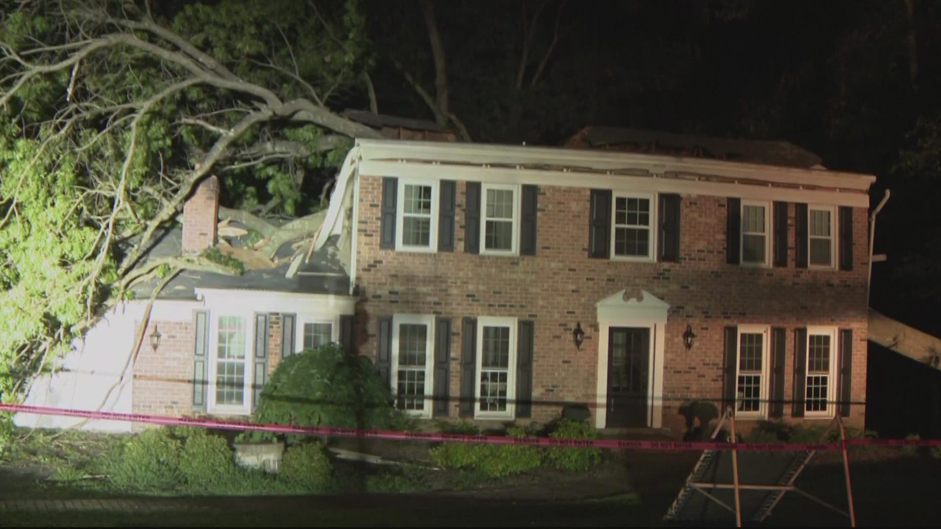 The tree caused extensive damage to the house and no one was inside at the time of the incident.
