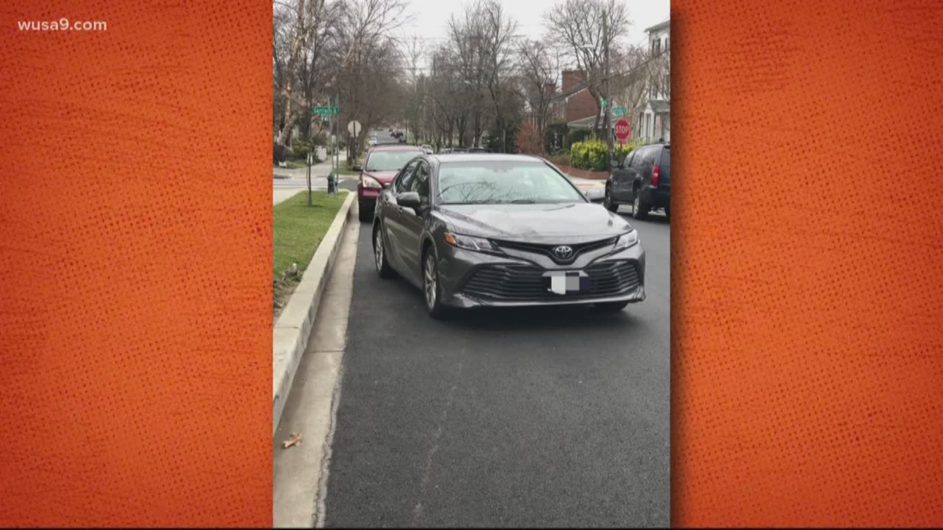 We caught the worst parking job of all time. It seems as if the goal was to parallel park, but it's a hot mess. How can you be 3 feet from the curb and diagonal?