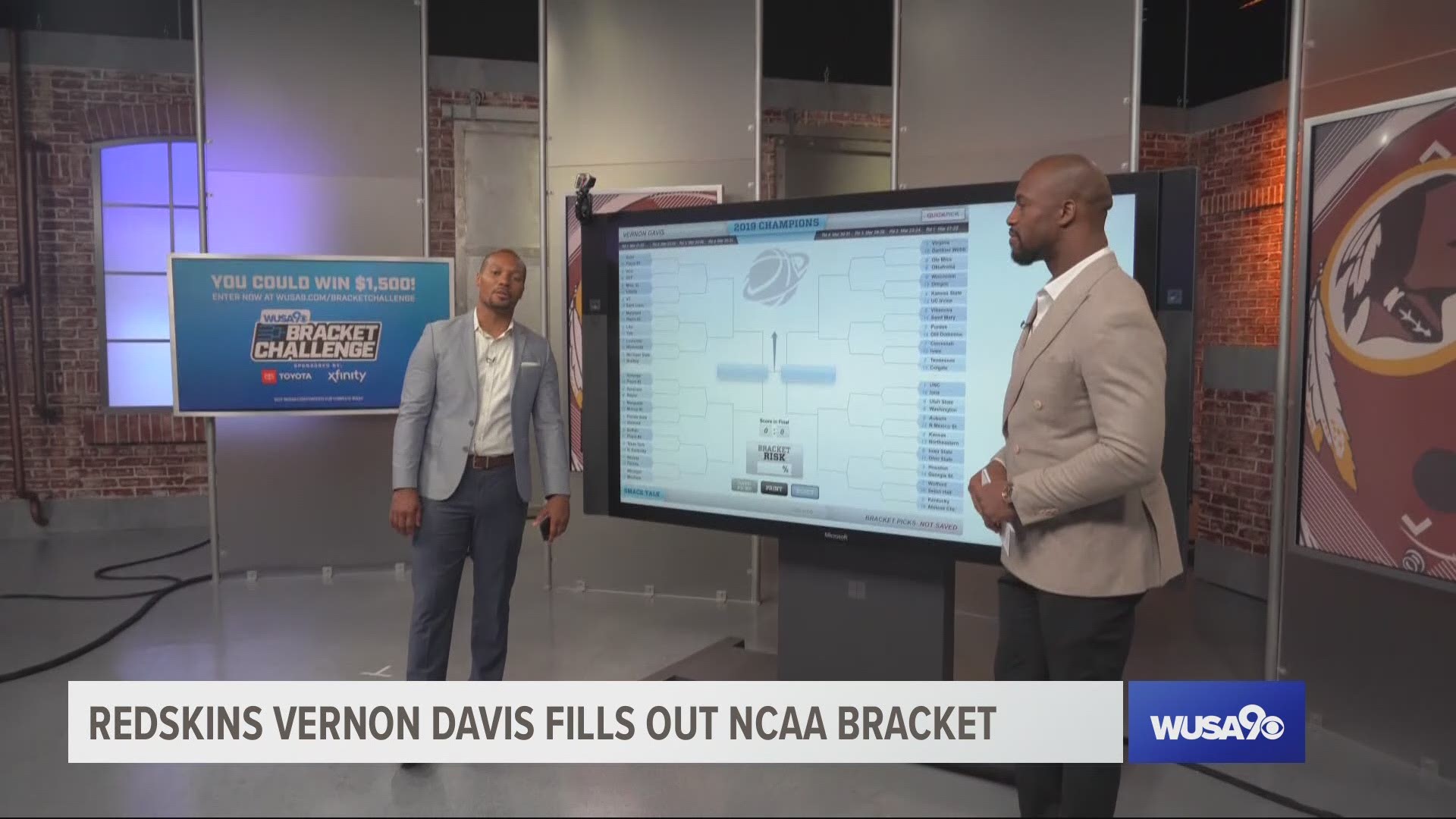 Vernon Davis stopped by WUSA9 to make his picks for our Bracket Challenge.