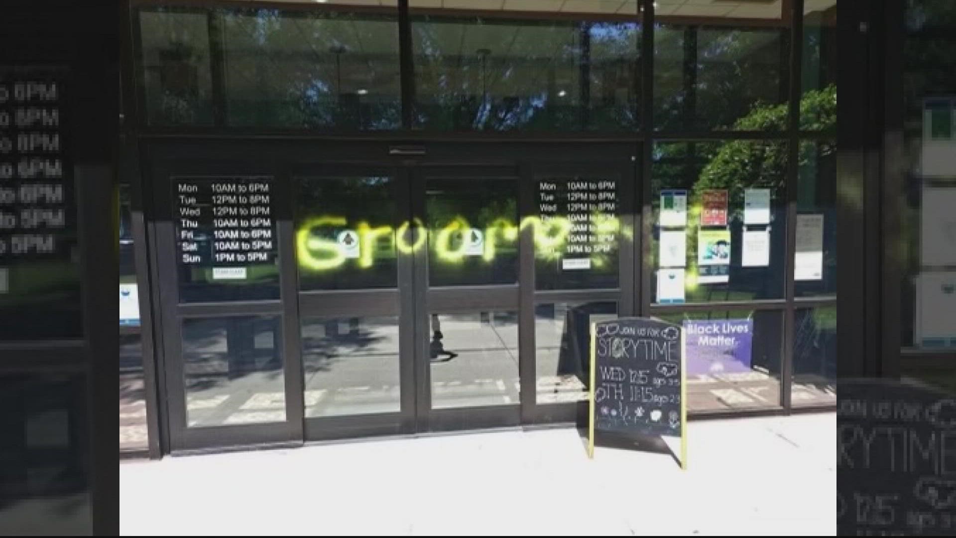 Charles Sutherland of Takoma Park confessed to being the person that spray painted "Groomer" on two public libraries during Capital Pride week.