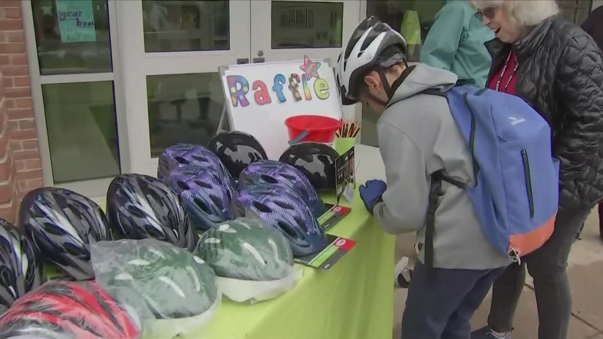 The event highlights the importance of safe active transportation to school.