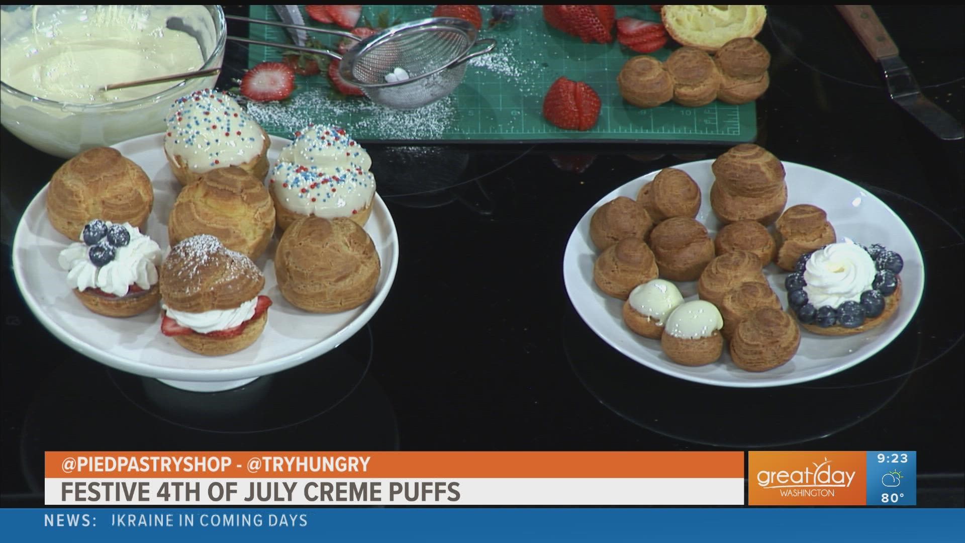 Pastry Chef Jessica Lewis has cooked for former President Obama and today she shares her Independence Day themed creme puffs.