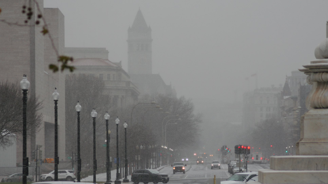 first snow in maryland 2020 , first snow DC 2020 photos