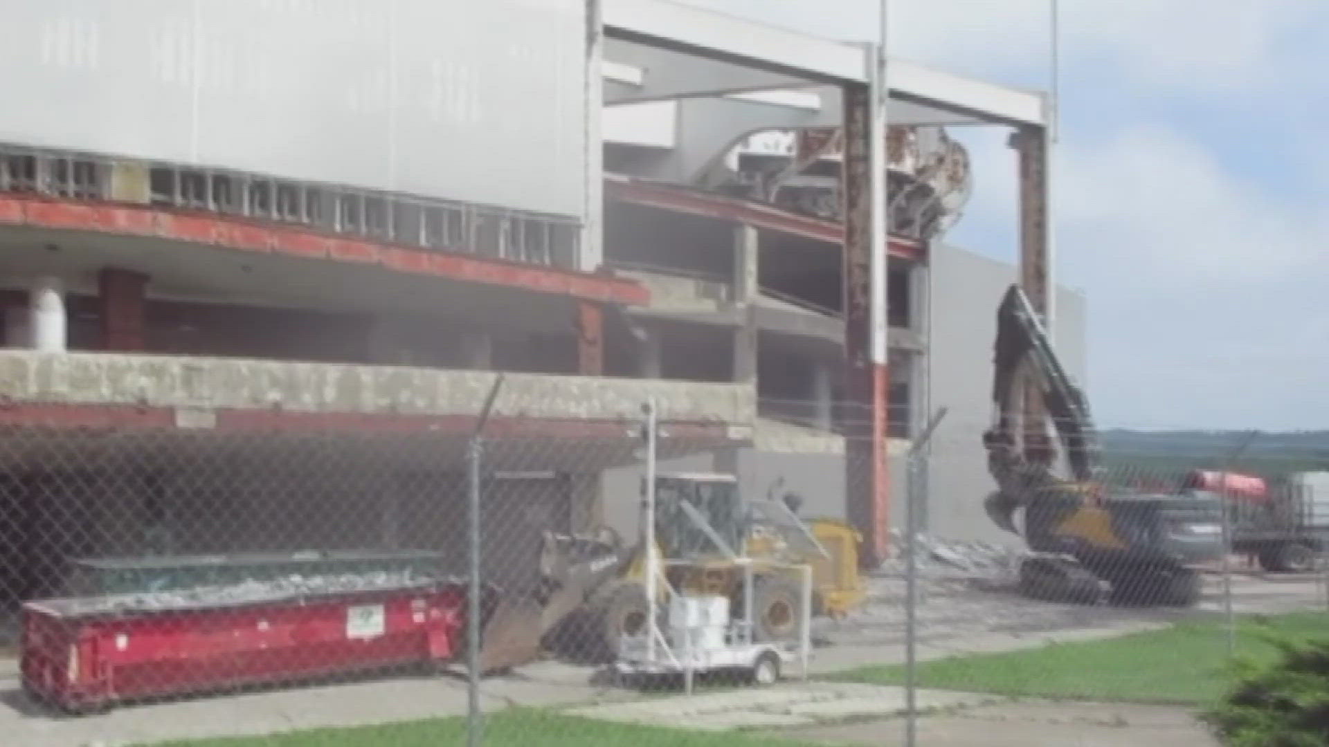 Videos on social media appear to show the stadium facade being torn down. 