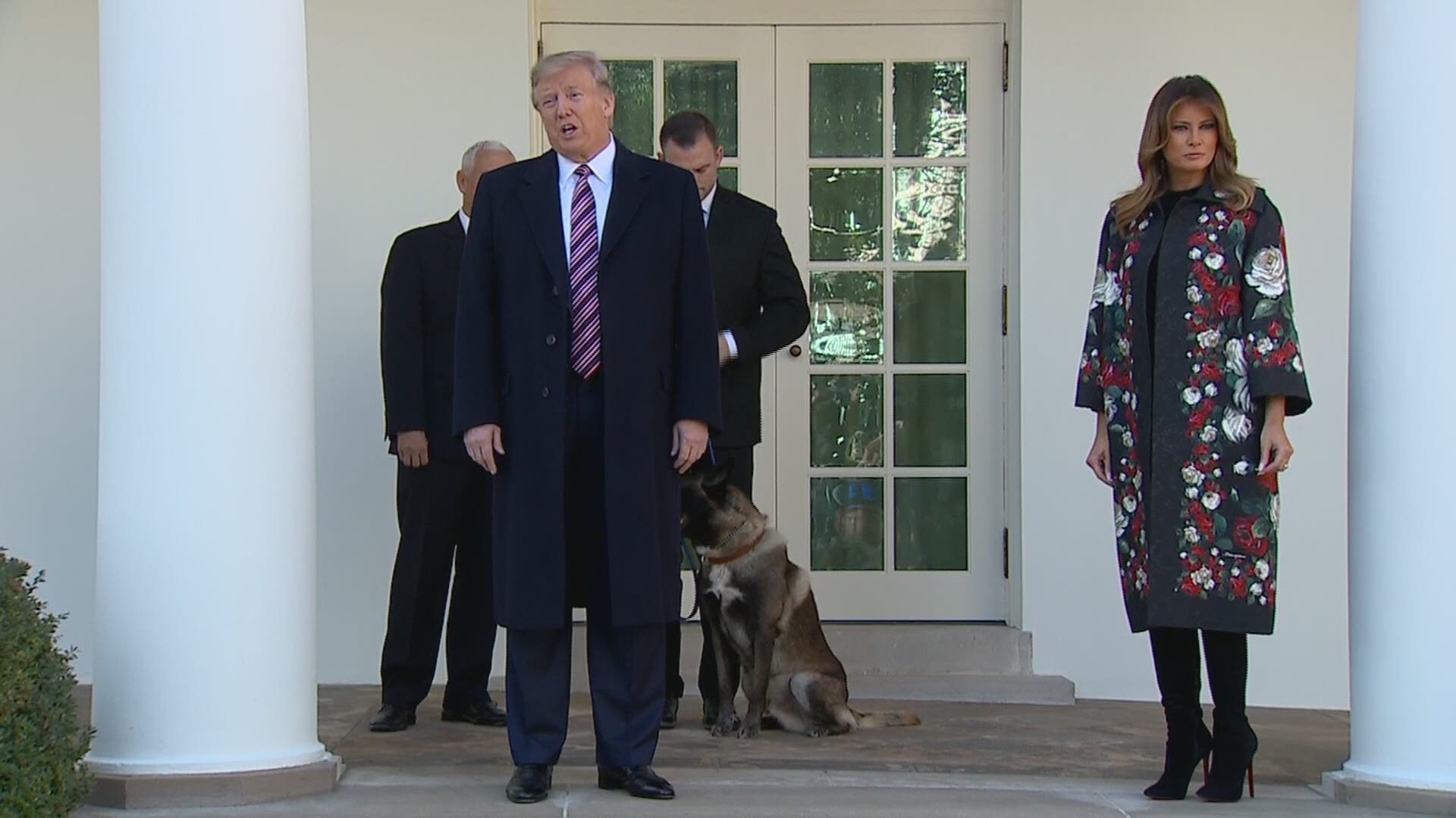 President Donald Trump is honoring the U.S. military dog that participated in the operation that ended with the death of Islamic State leader Abu Bakr al-Baghdadi.