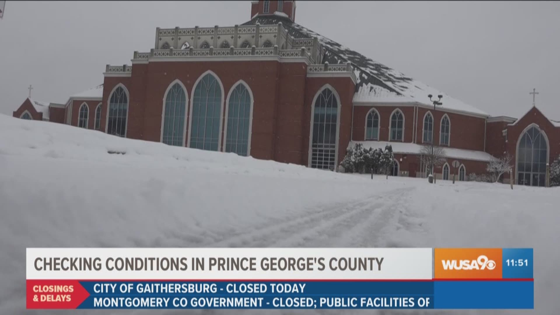 Snow continues to fall in Prince George's County Sunday afternoon.