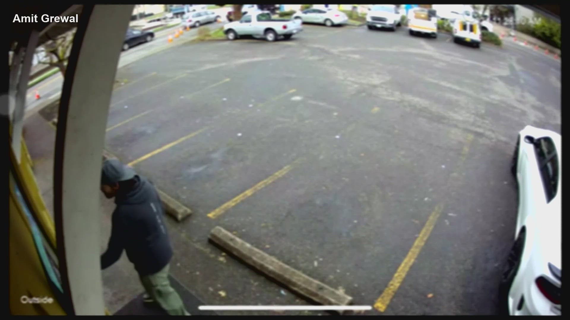 Some crazy surveillance video out of Eugene, Oregon. Officials say the saw blade came loose from a nearby construction site.