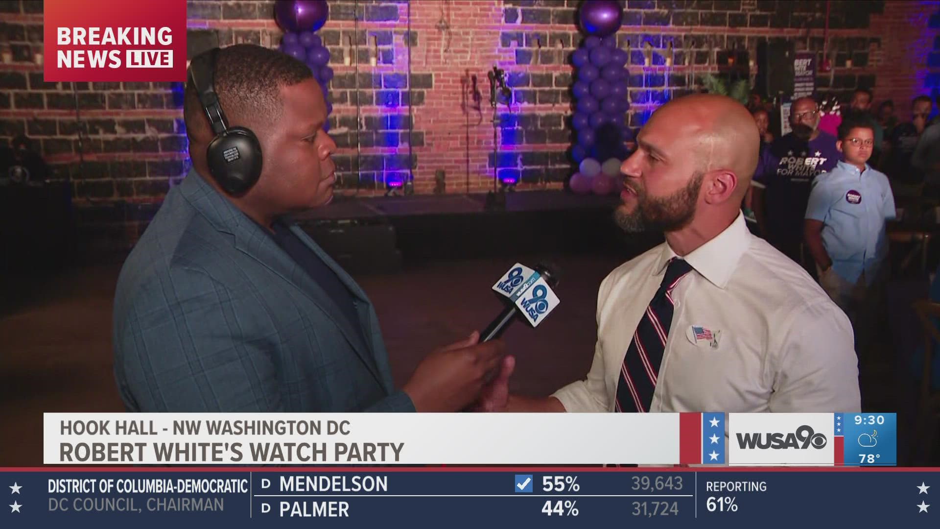 "We still have work to do and we have to do it together," the councilmember at-large said to WUSA9's Larry Miller at his campaign's watch party.