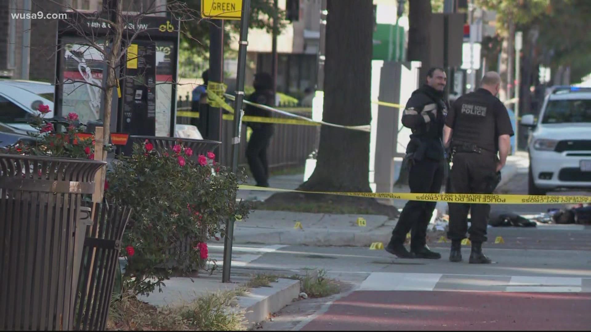 Police are searching for two men they say are linked to a double shooting that happened in Columbia Heights Wednesday afternoon. One man is dead.