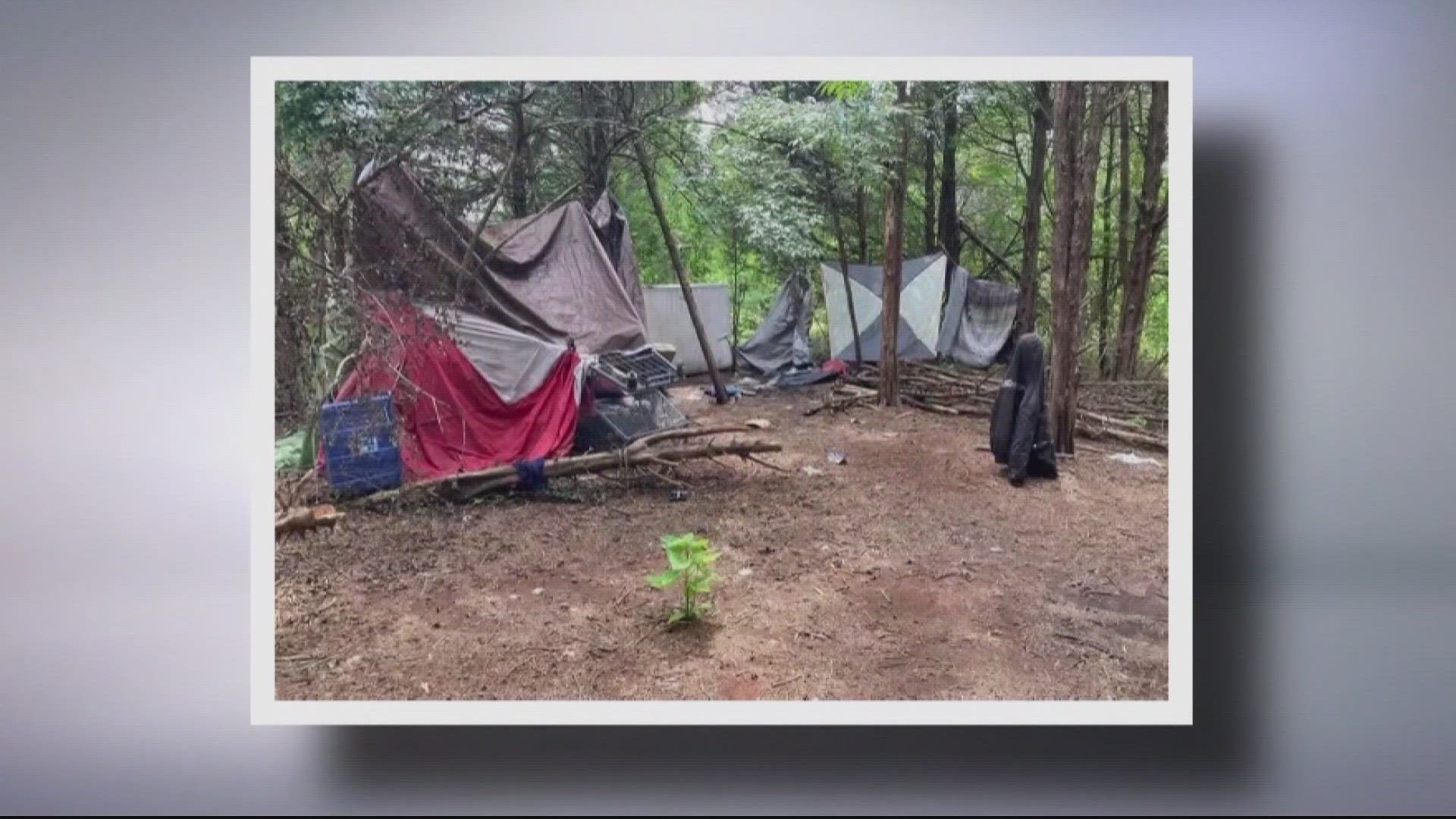 Neighbors say they found their stolen belongings and drug paraphernalia in the woods where the encampment was set up.