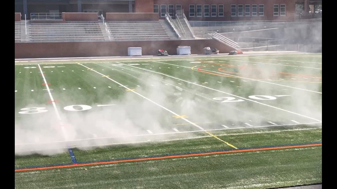 Dust cloud covers Bethesda neighborhood from artificial turf