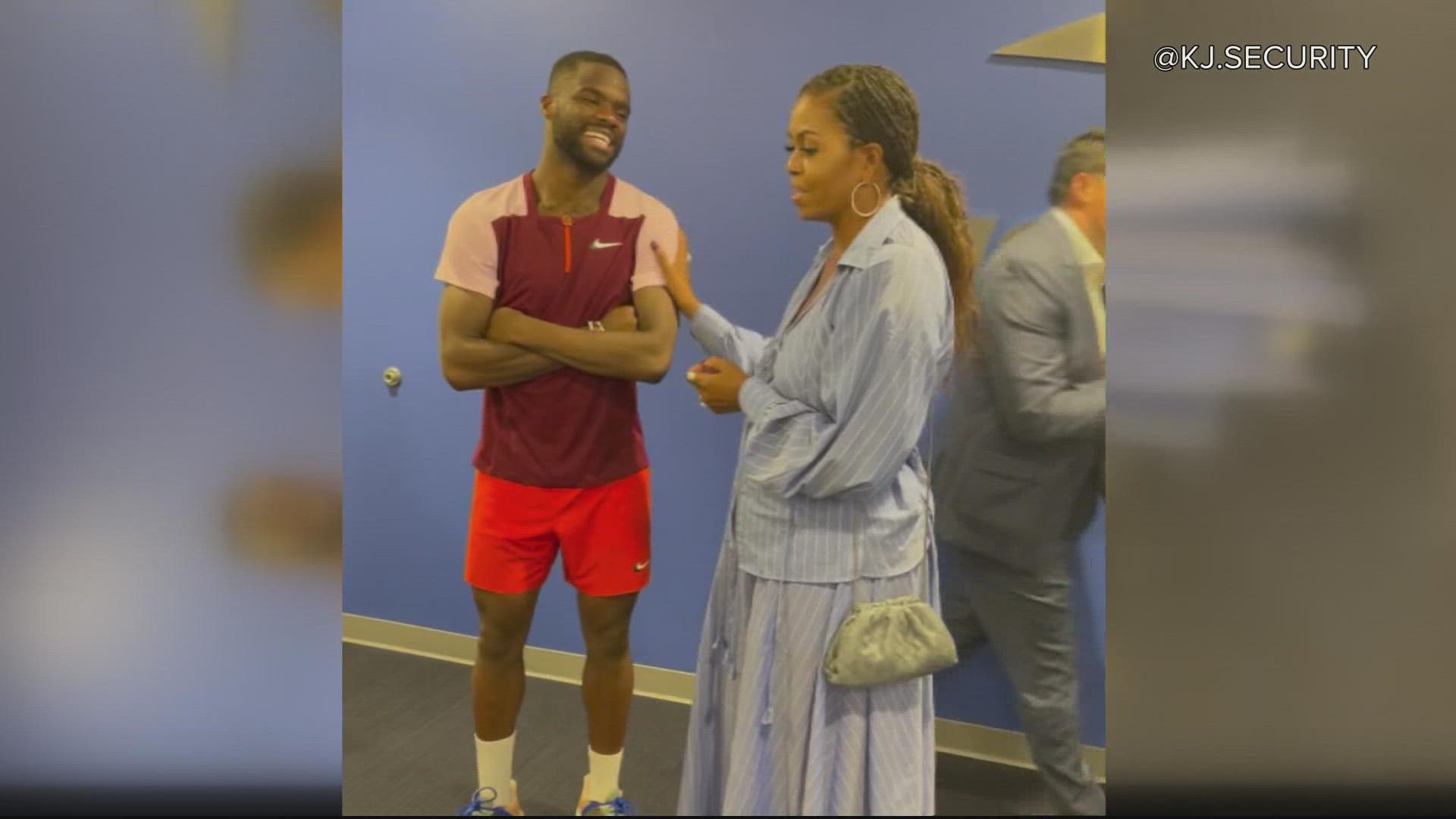Hometown hero Frances Tiafoe met with First Lady Michelle Obama after his historic win at the U.S. Open