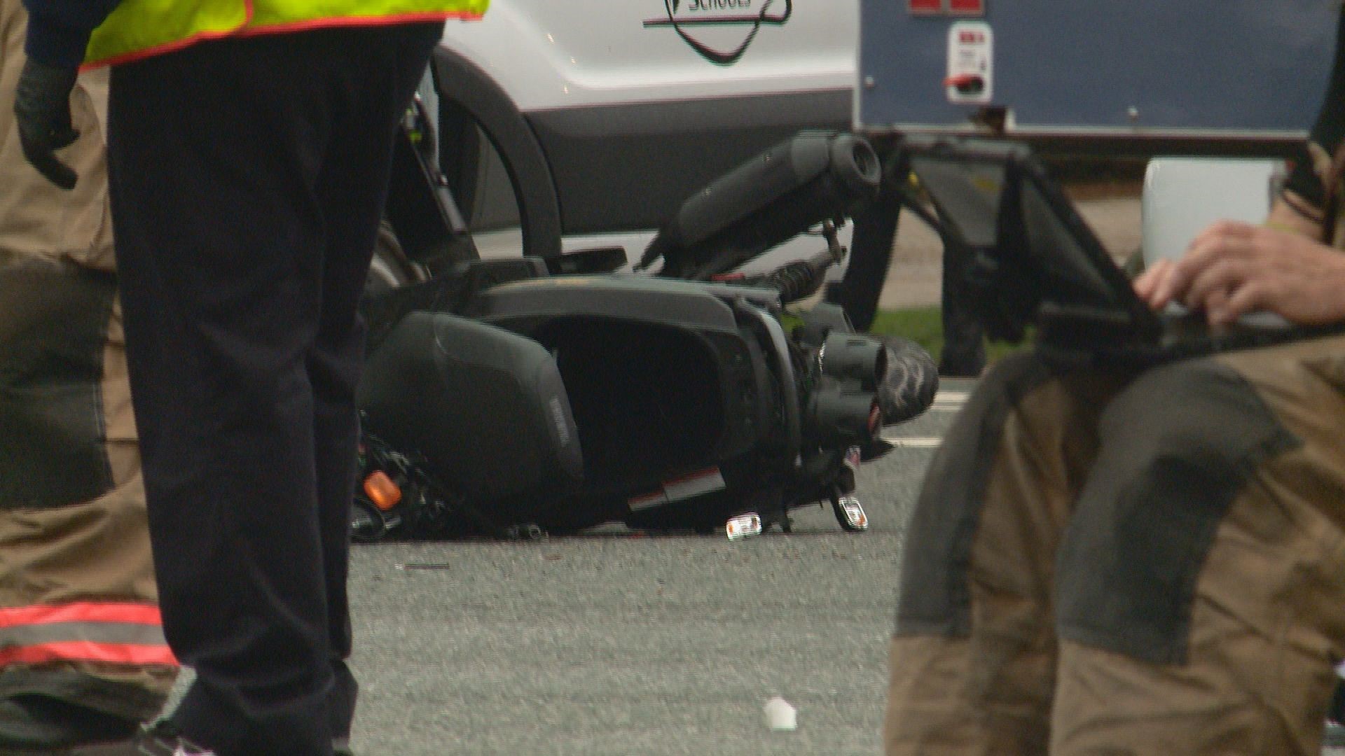 A 57-year-old man is dead after a motorcycle crash involving a tractor-trailer and SUV in Bethesda, Maryland.
