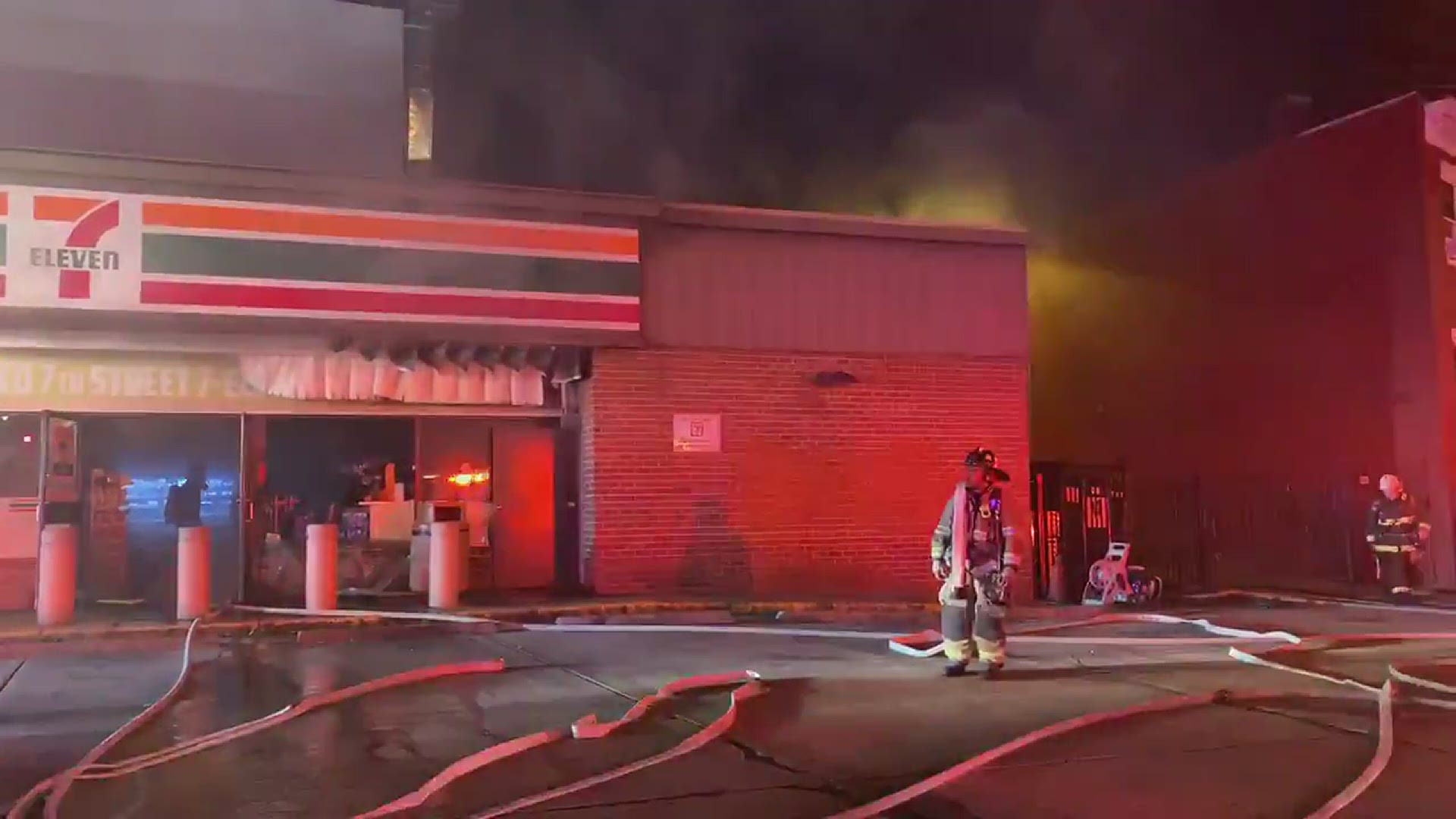 DC firefighters were called to fight a fire early Wednesday at a 7-Eleven store in Northwest.