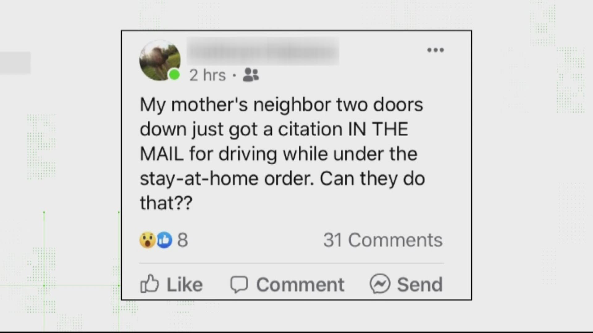 Several viewers asked what stay-at-home orders allow the public to do, and if you can get a ticket mailed to you for violating the order in DC, MD or VA.