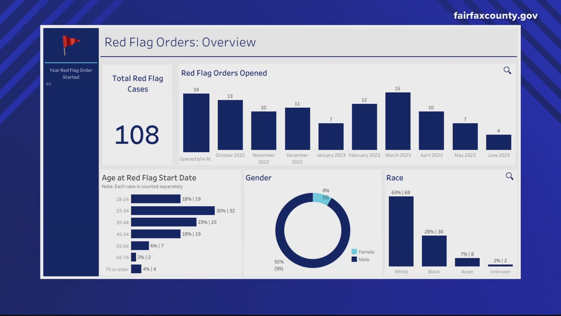 A new dashboard gives a look at the more than 100 instances of firearms temporarily being taken from people in the last nine months in Fairfax County.