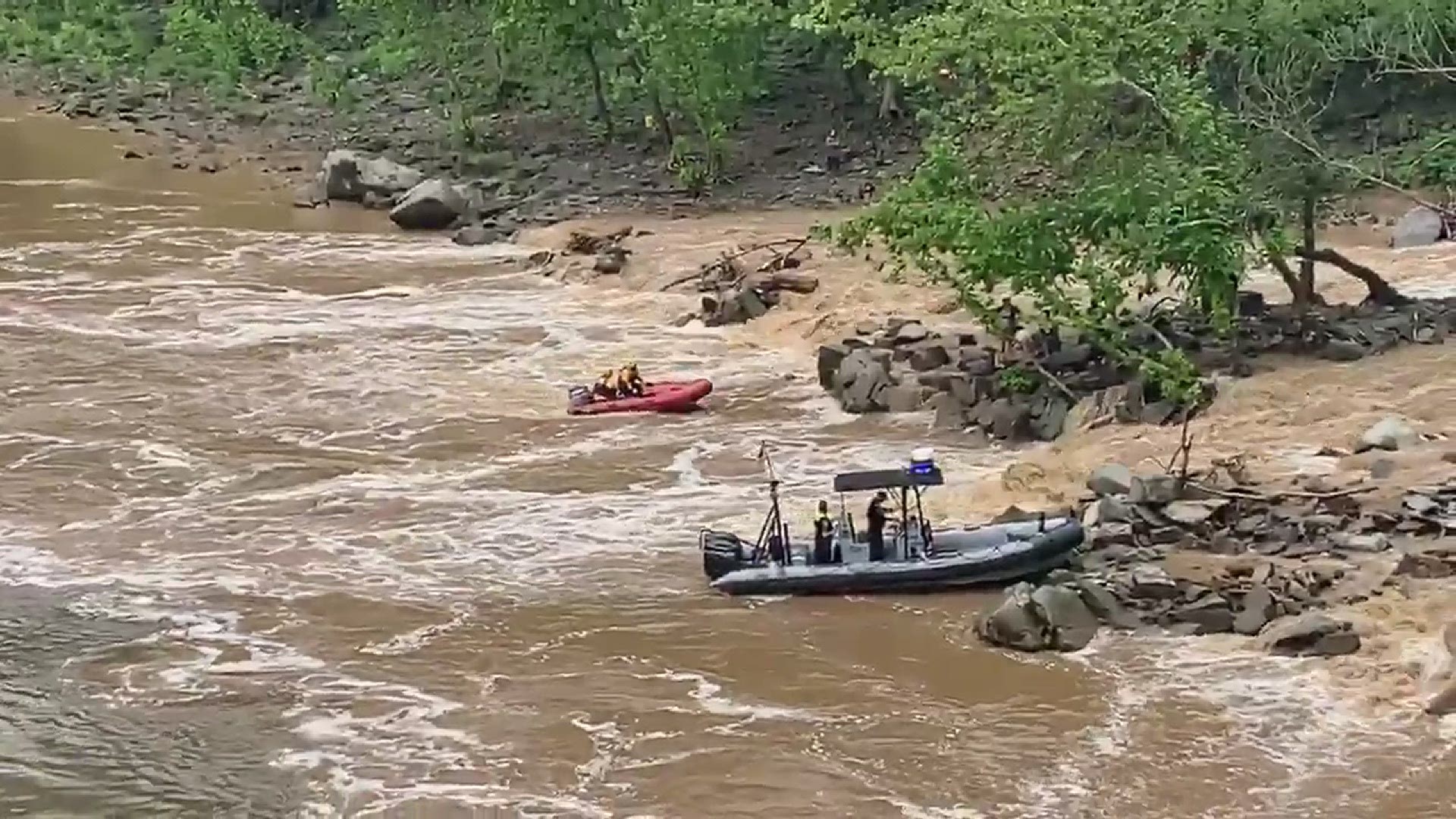 Three groups of people had to be reportedly rescued. Some were trapped on large rocks areas on the river and on the Virginia shoreline.