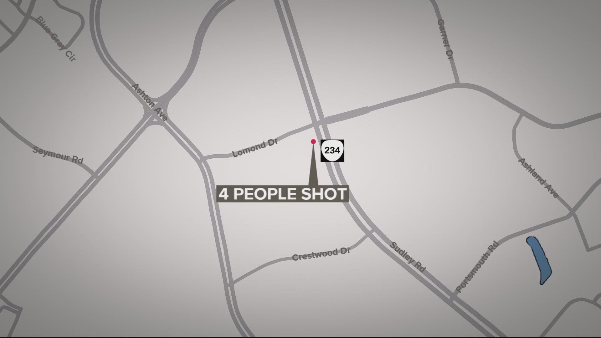 Prince William County police say that four people have been shot near Manassas, Virginia.