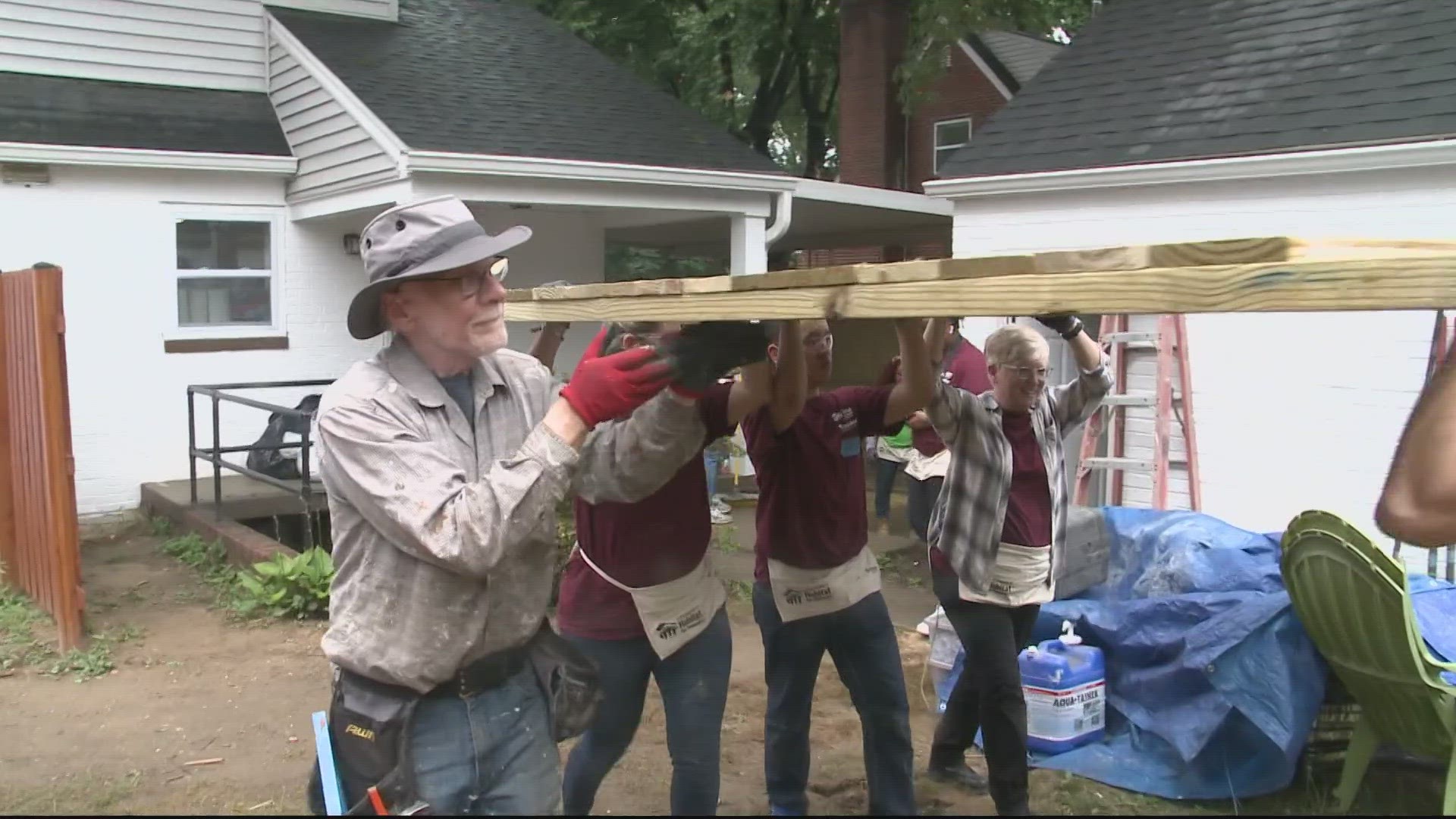 Women from the Metro Maryland chapter of Habitat for Humanity are
working alongside crews from Schneider Electric to convert a single-family home in Takoma Park.